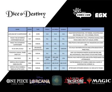 Dice and Destiny Tournament Schedule 